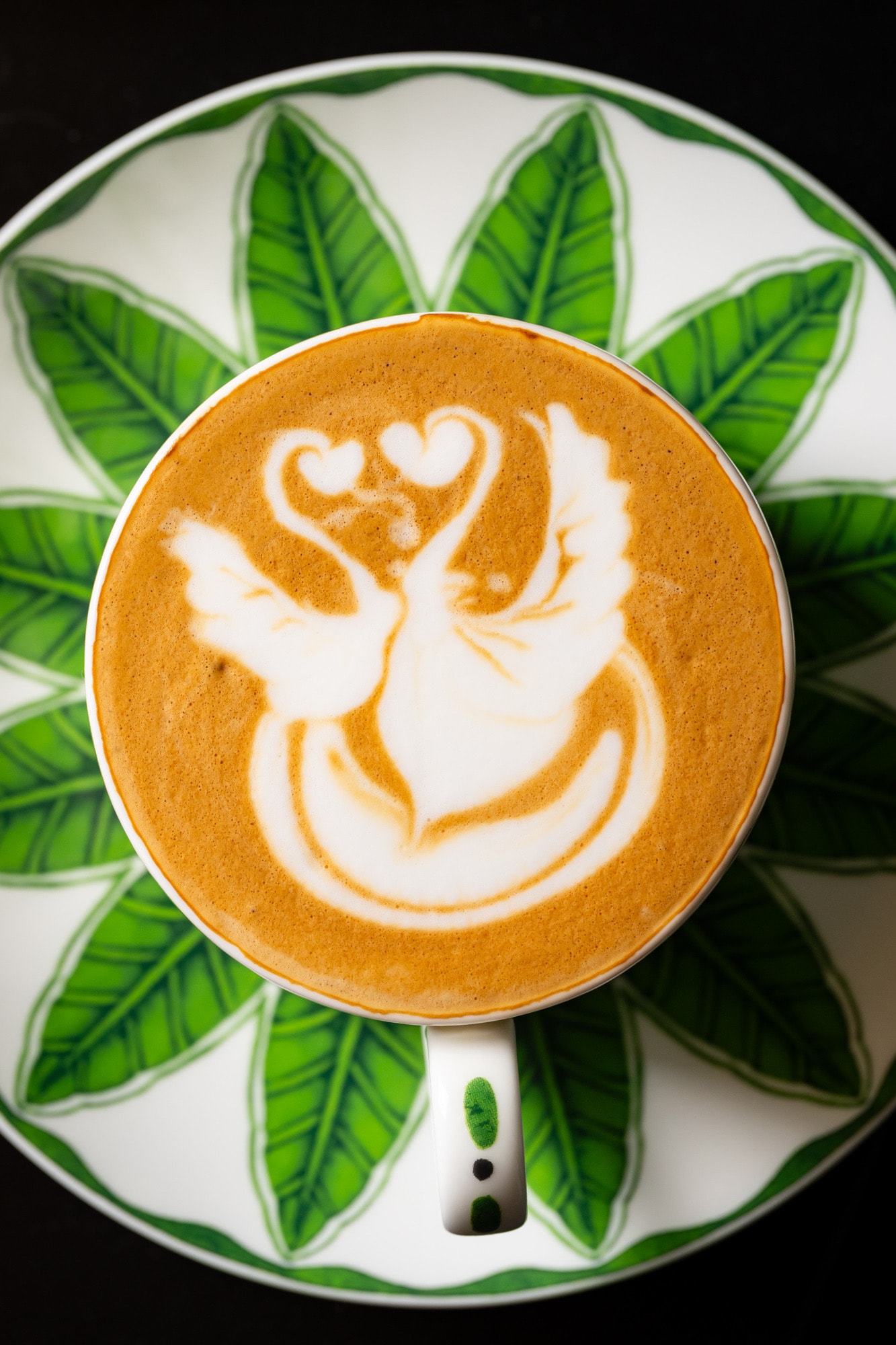 Fresh latte with brunch dishes
